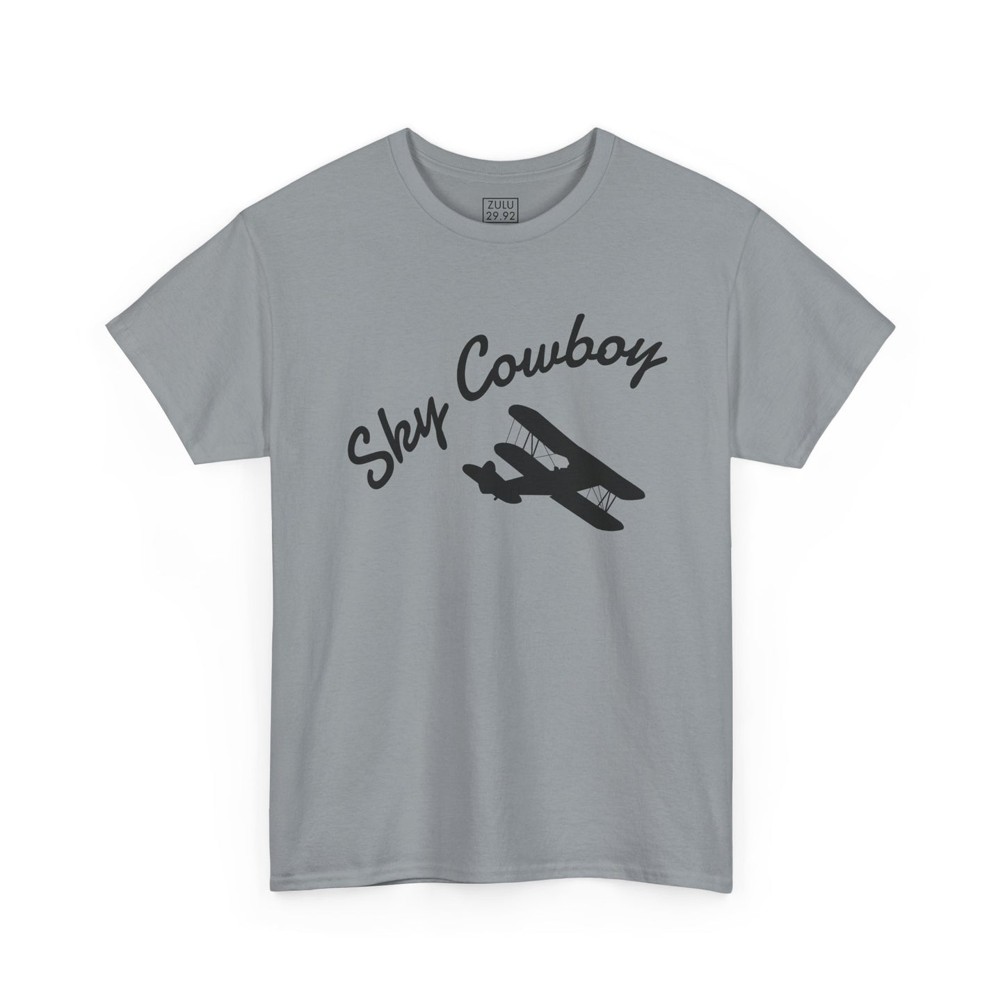 Sky Cowboy Unisex Heavy Cotton Tee | Vintage Pilot Shirt, Gift for Aviators, Casual Wear, Airplane Lover, Sky Themed Apparel