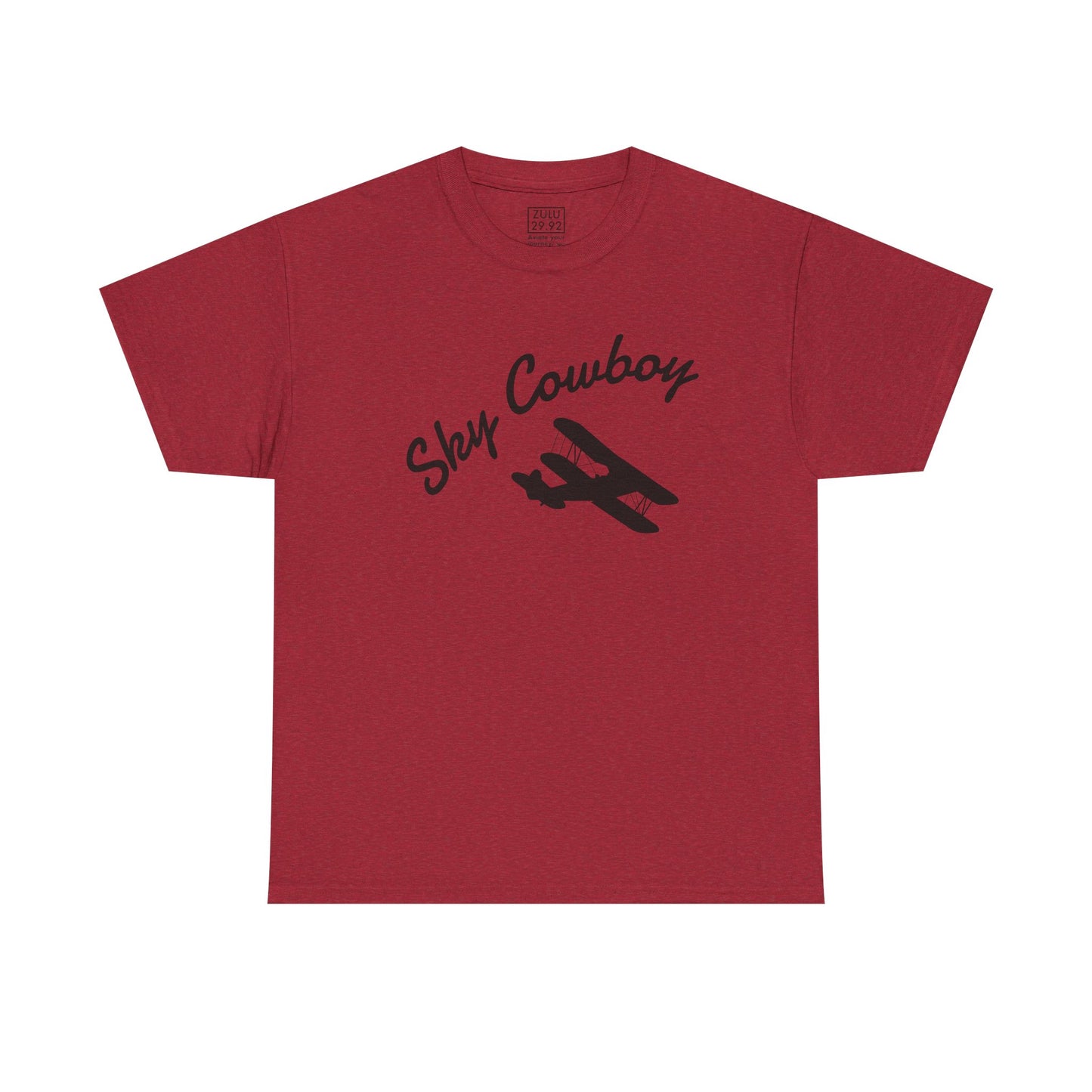 Sky Cowboy Unisex Heavy Cotton Tee | Vintage Pilot Shirt, Gift for Aviators, Casual Wear, Airplane Lover, Sky Themed Apparel