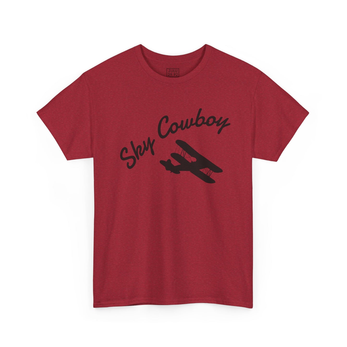 Sky Cowboy Unisex Heavy Cotton Tee | Vintage Pilot Shirt, Gift for Aviators, Casual Wear, Airplane Lover, Sky Themed Apparel