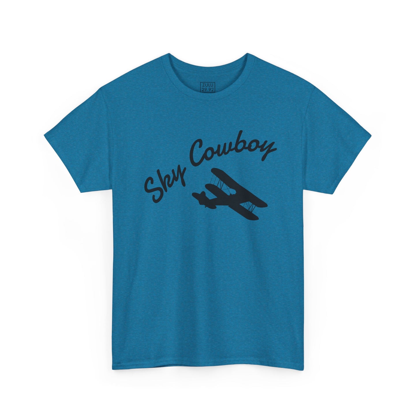 Sky Cowboy Unisex Heavy Cotton Tee | Vintage Pilot Shirt, Gift for Aviators, Casual Wear, Airplane Lover, Sky Themed Apparel