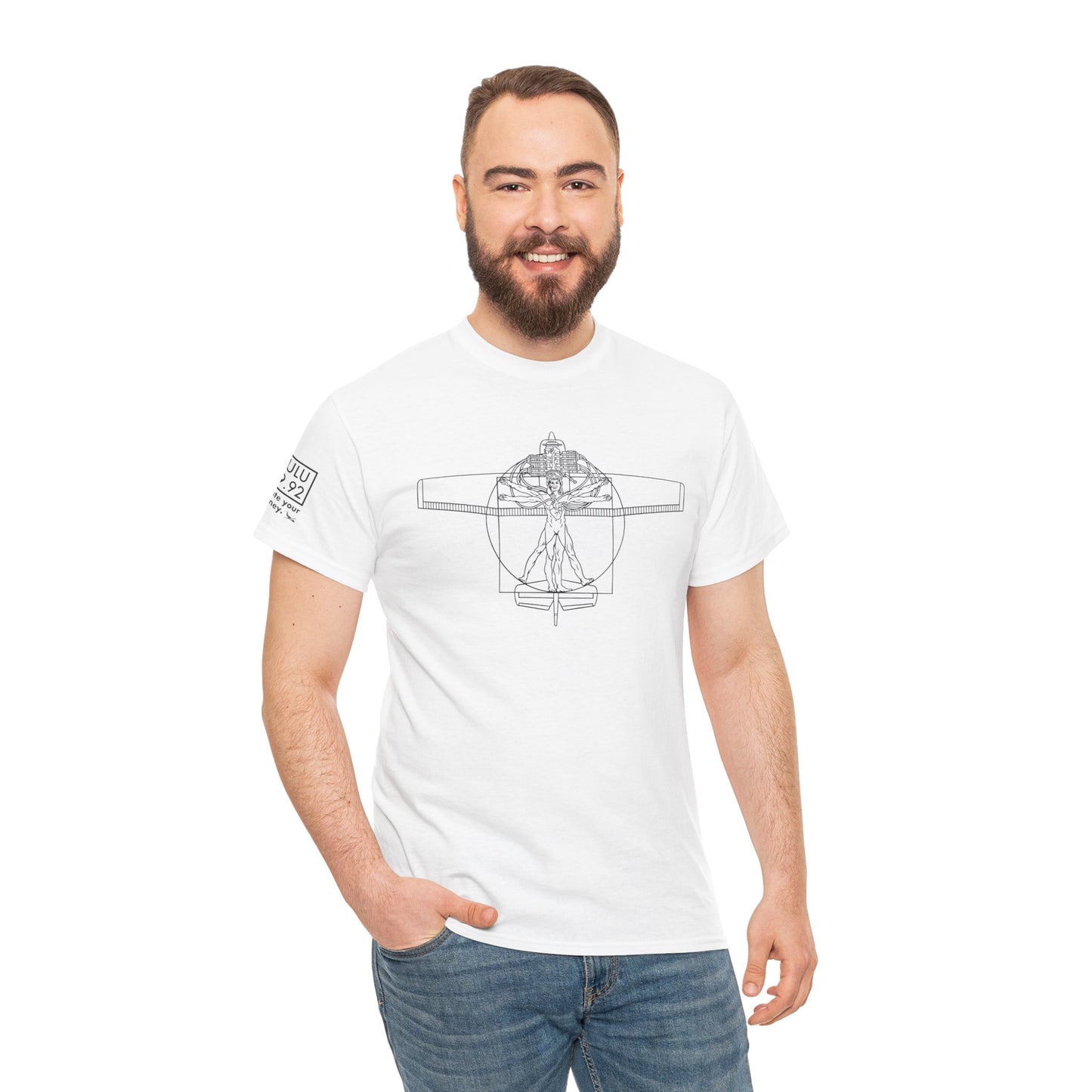 Vetruvian Pilot - Unisex Heavy Cotton Tee - Aeroplane Design