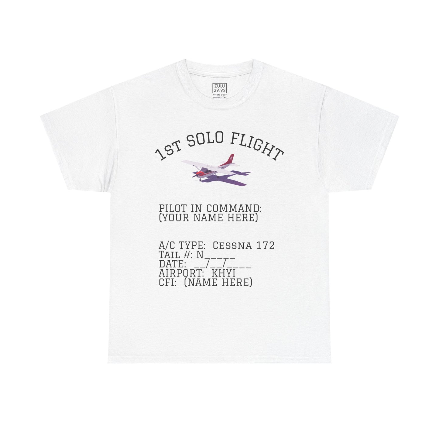 1st Solo Flight T-Shirt, Aviator Gift, Pilot Training Tee, Aviation Enthusiast Apparel, Personalized 1st Solo Shirt