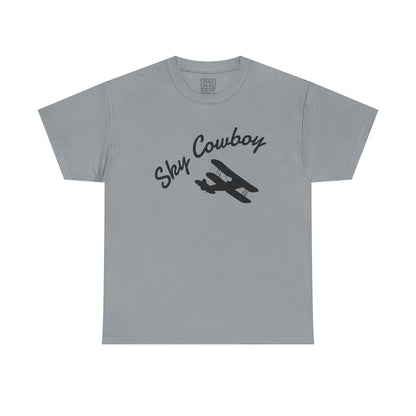Sky Cowboy Unisex Heavy Cotton Tee | Vintage Pilot Shirt, Gift for Aviators, Casual Wear, Airplane Lover, Sky Themed Apparel