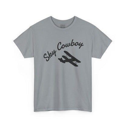 Sky Cowboy Unisex Heavy Cotton Tee | Vintage Pilot Shirt, Gift for Aviators, Casual Wear, Airplane Lover, Sky Themed Apparel