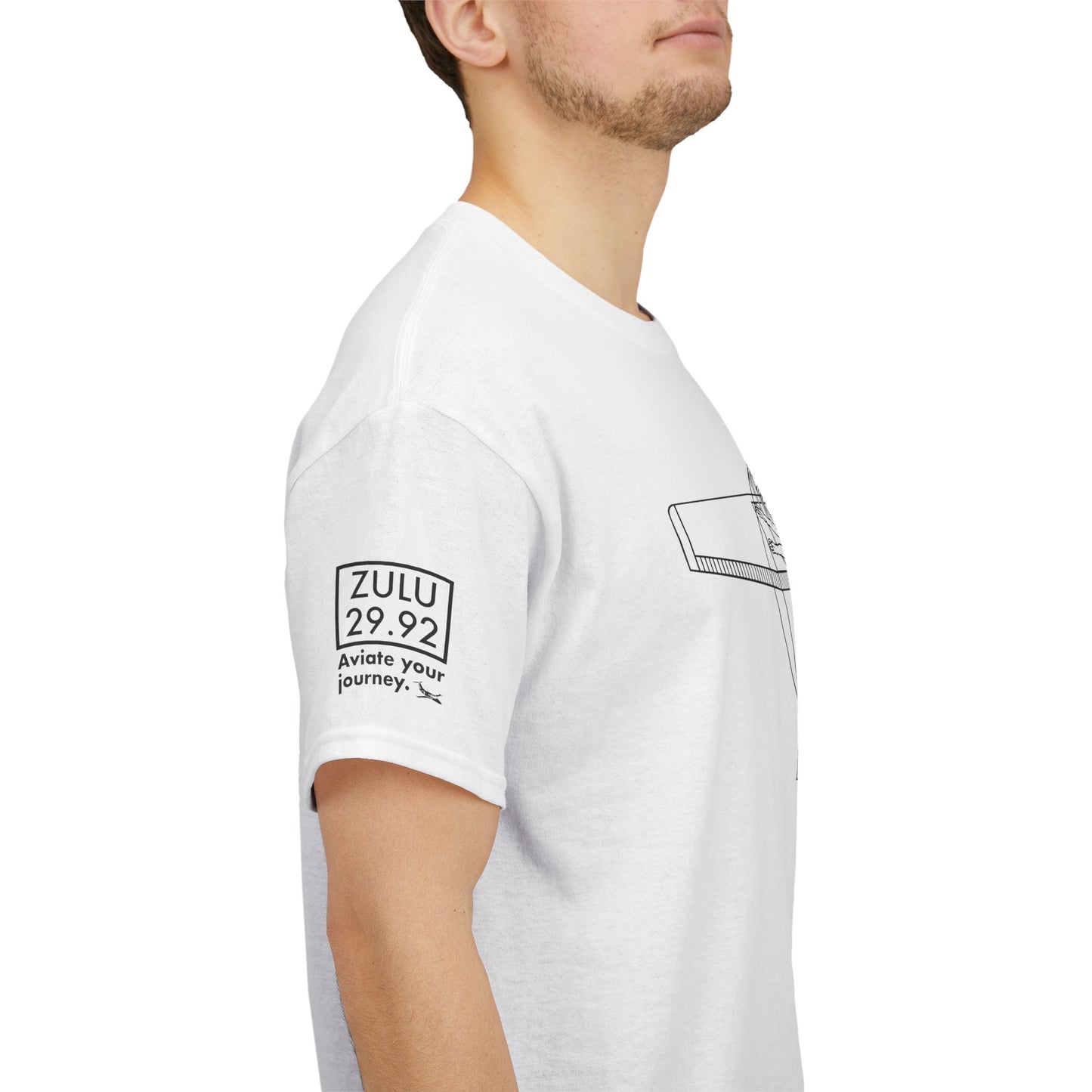 Vetruvian Pilot - Unisex Heavy Cotton Tee - Aeroplane Design