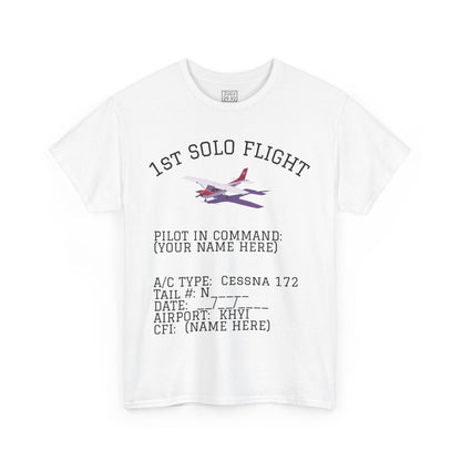 1st Solo Flight T-Shirt, Aviator Gift, Pilot Training Tee, Aviation Enthusiast Apparel, Personalized 1st Solo Shirt