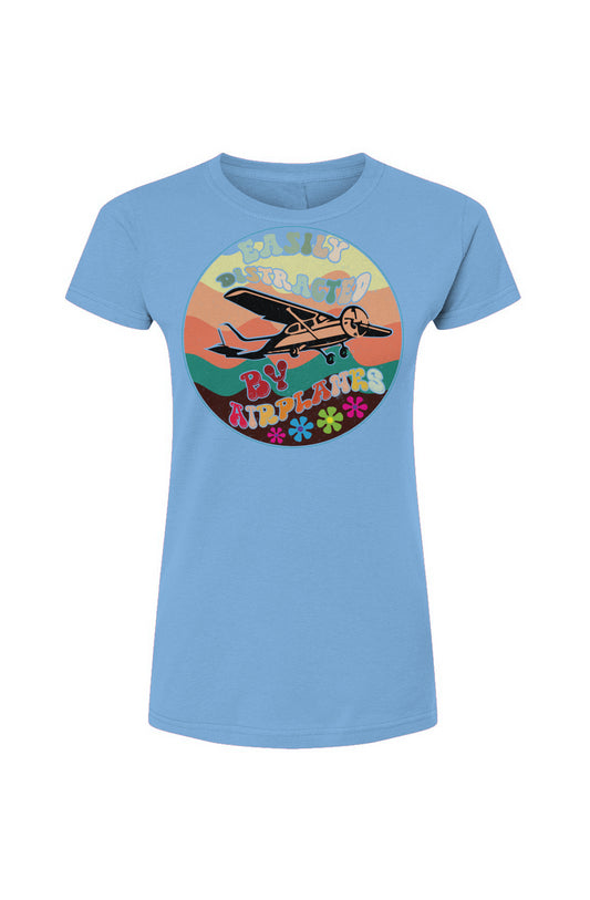 Easily Distracted By Airplanes - Womens T-shirt