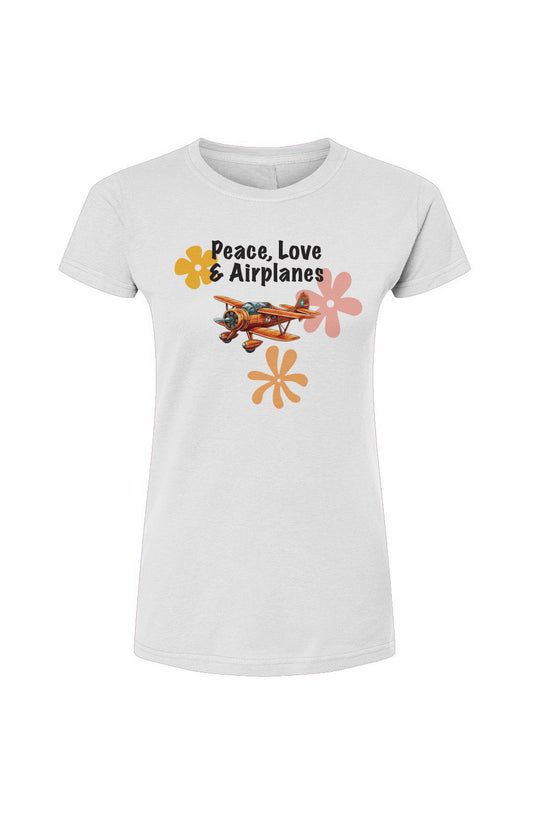 Peace, Love & Airplanes - Womens T-shirt
