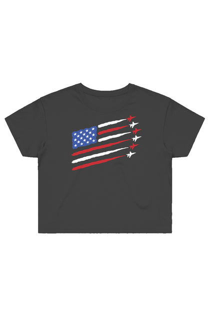 "American Flag" Jet Fighter - Street Crop Tee