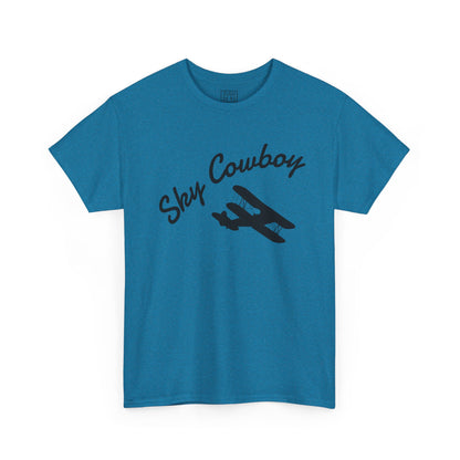 Sky Cowboy Unisex Heavy Cotton Tee | Vintage Pilot Shirt, Gift for Aviators, Casual Wear, Airplane Lover, Sky Themed Apparel