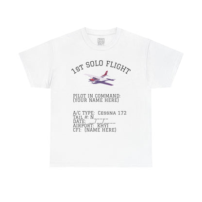 1st Solo Flight T-Shirt, Aviator Gift, Pilot Training Tee, Aviation Enthusiast Apparel, Personalized 1st Solo Shirt
