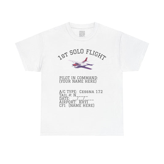 1st Solo Flight T-Shirt, Aviator Gift, Pilot Training Tee, Aviation Enthusiast Apparel, Personalized 1st Solo Shirt